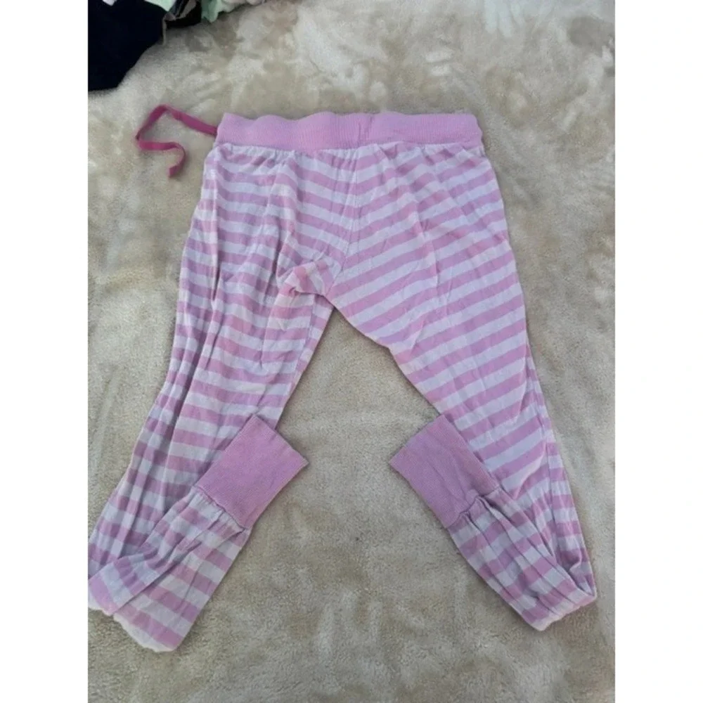 Sanrio Hello Kitty Pink White Striped Pajama Pants Kids Size XS Drawstring Cuffs